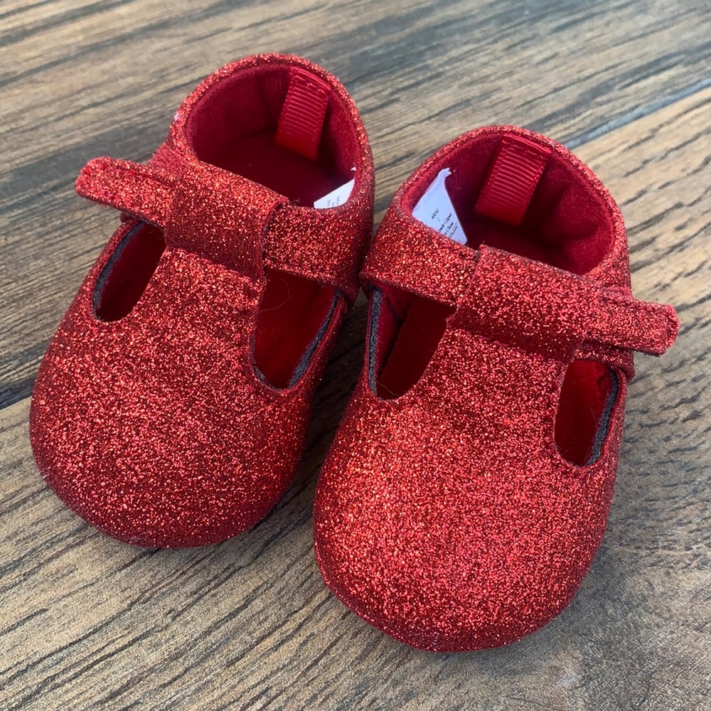 SOLD Baby’s red glitter slippers